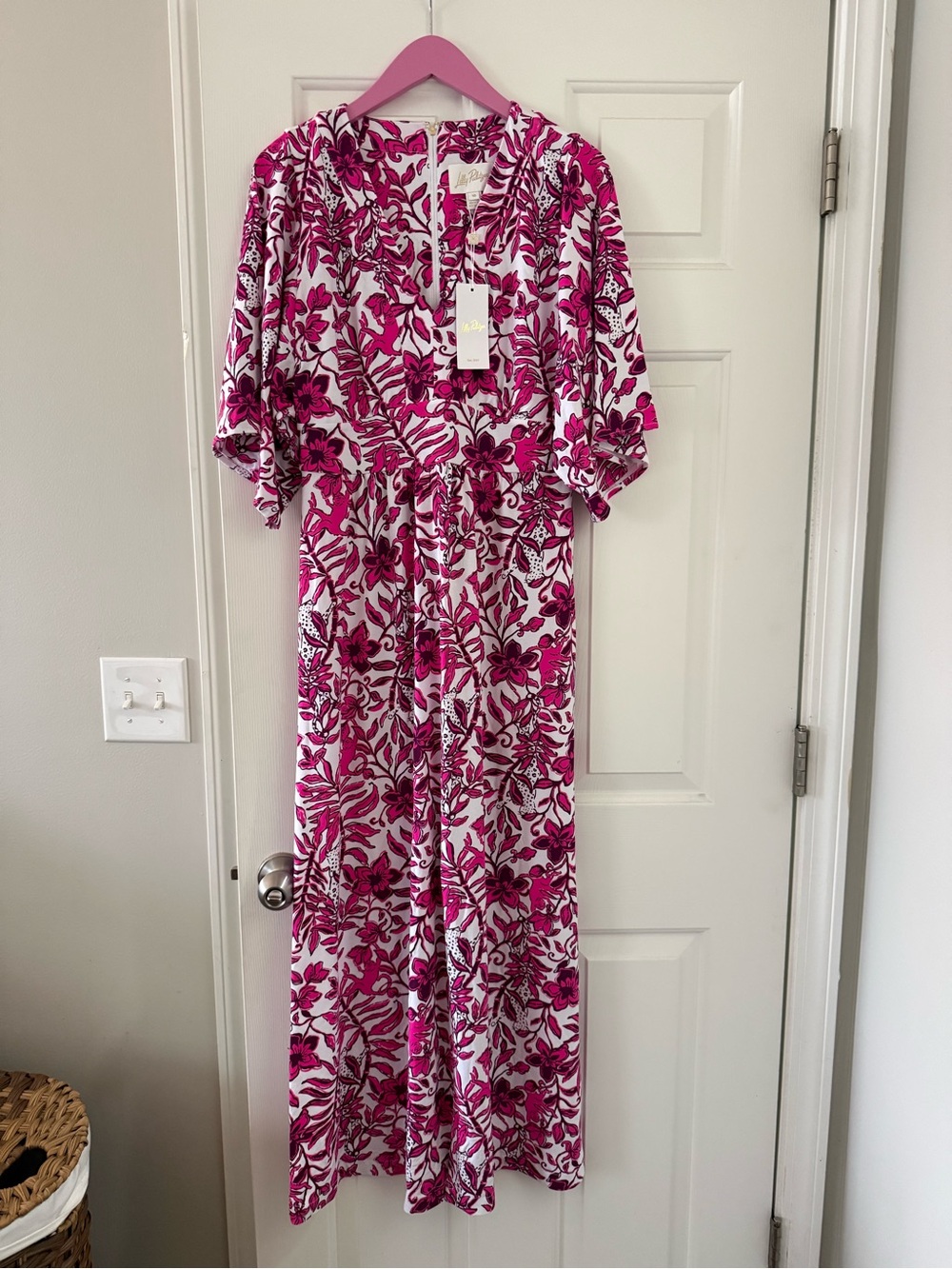 Lilly Pulitzer White and Bright Fuchsia Floral dress